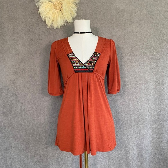 Daytrip Tops - Daytrip Womens‎ Y2K Babydoll Top Size S Beaded Tie Back Grunge Indie Sleaze Boho